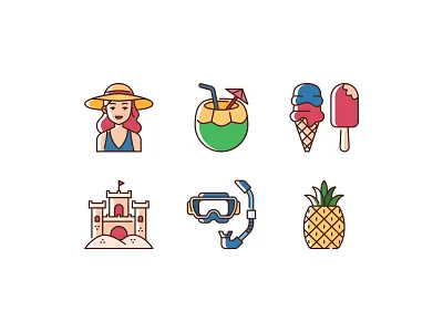 Summer Icon Set design icon icon design icon set iconography icons illo illustration summer ui