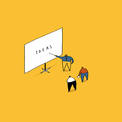 Presentation - Ideas, who's got them? class classroom dalesbits drawing board illustration lesson point presentation projector school teach teacher yellow