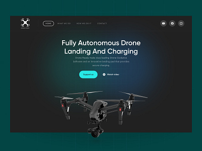 Drone Landing Page 🚁 clean clean design dark dark mode design drone future glow glow in the dark hero hero section landing landing page landingpage modern responsive design ui uiux user interface ux