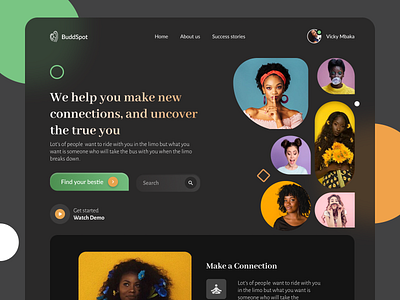 BuddSpot bestie finding app concept branding design figma ui website