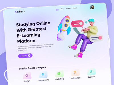 E-Learning Landing Page branding course design e learning illustration landing page design learning logo online online class study typography ui ux website design