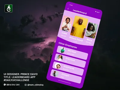 LEADERBOARD APP app branding dailyui dailyuichallenge design graphic design illustration logo ui vector