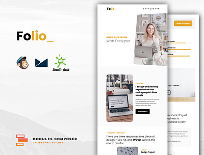 Folio - Responsive Email for Freelancers with Online Builder emailbuilder