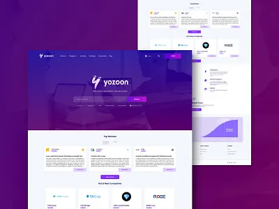 Yozoon - Blockchain Review Landing Page blockchain branding branding and identity clean crypto design graphic design landing page minimalism modern purple review ui ui design uiuxdesign uiuxinspiration ux ux design