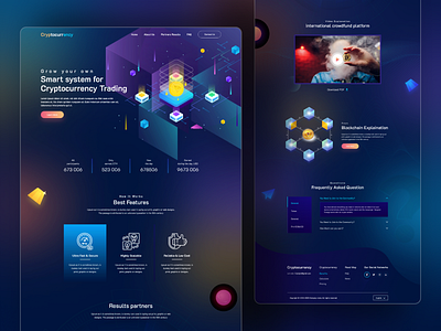 Cryptocurrency Landing Page Exploration 3d art bitcoin blockchain crypto crypto exchange crypto wallet cryptoart cryptocurrency dark mode dark theme eth ethereum exchange ico nft landing page exploration nftart token virtual coin virtual money