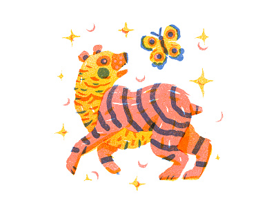 Haze animal bear butterfly character characterdesign design drawing graphic illustration insects multiply playful retro sparkles stylized texture tiger vector