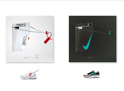 Nike - Sneaker Inspired Face Shields 3d airmax branding covid design facemask graphic design nike off white ppe sneakerart sneakers