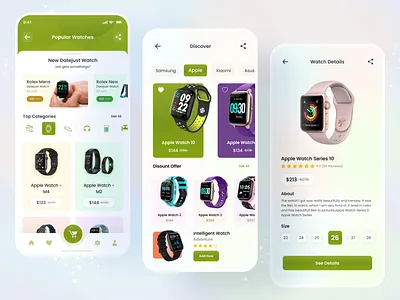 Smart Watch App - UI Design app design app ui apple watch apple watch design design figma ios watch mobile mobile app mobile app design mobile app ui mobile design smart watch ui design ux design watch watch app watch face watch faces watch ui