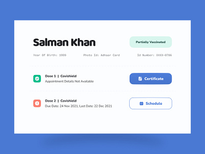 Covid Vaccine Mini Dashboard corona covid covid vaccine cowin dashboard minimal salmanwap ui design ux design vaccine