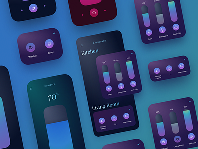 Simple Smart Home App — Widgets app clean interface connected dark ui design inspiration iot mobile smart home ui ux widgets