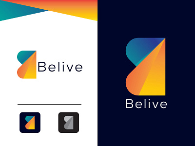 "Belive" modern logo design. ai app awesome design awesome modern logo b b logo b modern logo belive blue branding color design graphic design icon illustration logo moder new modern icon orange