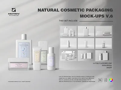 NATURAL COSMETIC PACKAGING MOCK-UPS VOL.6 bottle cosmetic cosmetic package gel jar mask mockups packaging parfum scrub spray tube