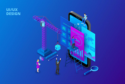 Isometric UI Design Concept 3d 3d animation 3d art 3d character 3d illustration app design development illustration landing landing page logo page pages technology ui ux web design web development website