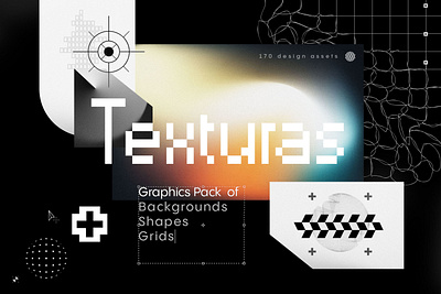 Texturas - Retro Graphics Pack 80s abstract assets background black design distorted geometric gradient grain grainy graphic gridt kit monochrome music noise noisy poster white