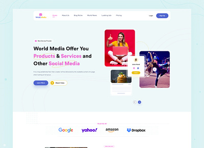 World Media Landing page design graphic design landing landing page media media landing page minimal design ui ui design ux ux design webdesign website world media