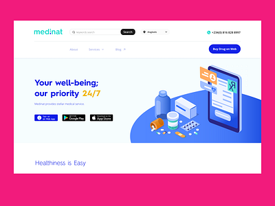 Medinat Pharmacy Landing Page design drug figma healthcare medicine medinat pharmacy ui uidesign uiux