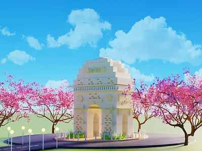 India Gate 3d 3d art 3d artist 3darr 3dart 3dblender 3dindia 3dratistindia blender3d design illustration independeceday indiagate lowpoly3d new3d photoshop ui uidesign uitrend
