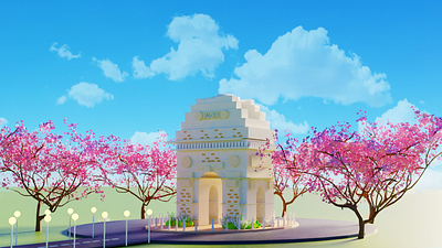 India Gate 3d 3d art 3d artist 3darr 3dart 3dblender 3dindia 3dratistindia blender3d design illustration independeceday indiagate lowpoly3d new3d photoshop ui uidesign uitrend