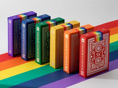 DKNG 'Rainbow Wheel' Playing Cards ace bicycle clover club dan kuhlken diamond heart king lgbt nathan goldman playing cards poker pride queen rainbow spade