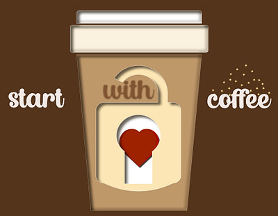 Start with coffee and unlock the heart branding design graphic design illustration typography vector