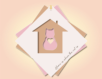 Home is where the cat is design graphic design illustration typography vector