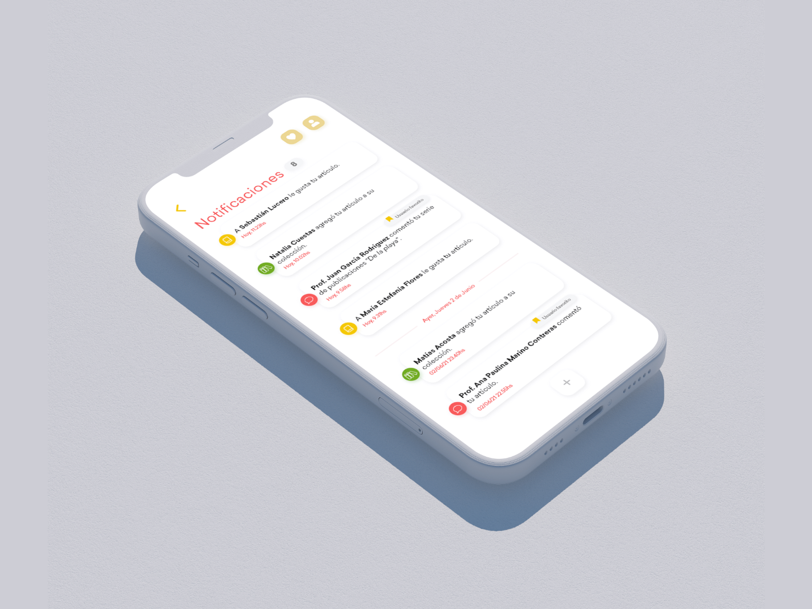 Example of Notifications design