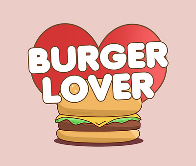 Burger Lover burger burger lover design digitalart drawing fast food food happy heart illustration junk food logo love photoshop