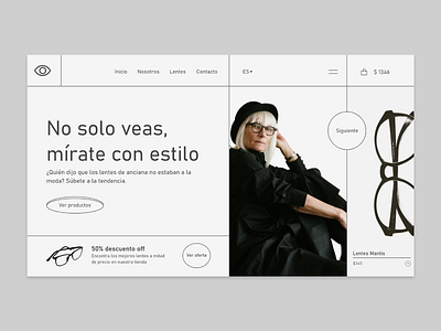 Óptica E-commerce Page design ecommerce flat glasses graphic design minimal old older optic optica ui ui des ux web web design web page