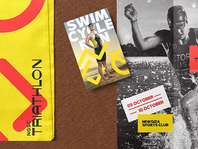 NGSC Triathlon - Sports Event brand identity branding branding and identity branding design cairo design free freemockup graphic design illustration instagram kareemgouda kareemgoudastudio logo logodesign marcom mockup newgiza traithlon