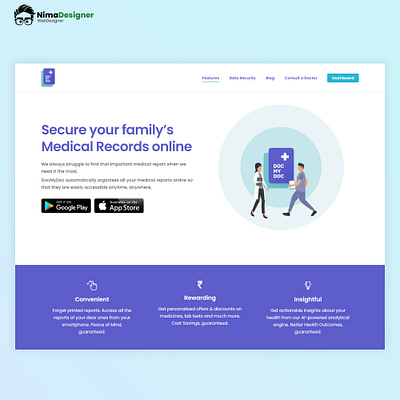 New landing page design for a Medical Resource app app design medical app web design wordpress