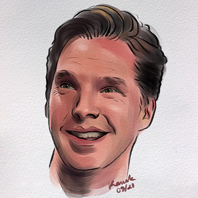 Benedict Cumberbatch Portrait Sketch art painting procreate watercolor