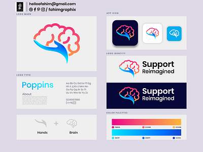 Support Reimagined app icon artificial intelligence brain branding cryptocurrency design ecommerce gradient hand idea logo logo design logo designer logo maker marketing agency modern logo science tech technology think visual identity