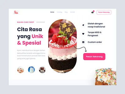 Cake Shop Landing Page beverages bread cake catalogue clean design ecommerce food landing page modern pink professional shop ui ux