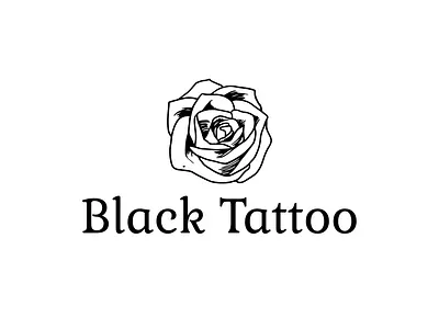 Tattoo Studio Logo with Rose | Turbologo black and white black rose brand design branding design floral flower graphic design illustration logo logo design rose tattoo tattoo studio typography ui ux vector