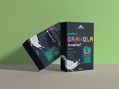Protein Granola Packaging Design brand branding branding packaging design food company packaging graphic design healthy food packaging illustration label label design logo package package design packaging design product visual identity