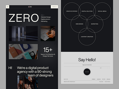 ZERO- Agency Landing Page agency animation black and white claw design design agency dribbble full page landing page minimal popular saidul isla typography ui ui design uiux uxdesign visual design web typography website design