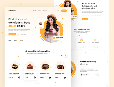 Cake Shop - Landing Page cake clean delivery drink eat eating food food drink food delivery home page landing page resipe restaurant shop ui design uiux ux design web design website cake website desigm