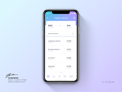 Flight Booking App - Flight Listing/Search result screen adobe xd booking app concept design design flight booking goibibo app hotel booking illustration kaniskar logo taxi booking uber ui design ui ux design uiux ux design