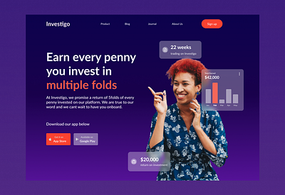 Investment Hero section fintech hero hero page hero section landing page