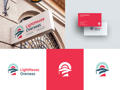 CLIENT WORK - LightHouse Overseas brand identity branding branding agency branding design client consultancy design dribbble education immigration institute lighthouse logo logotype mockup overseas red visa visual identity