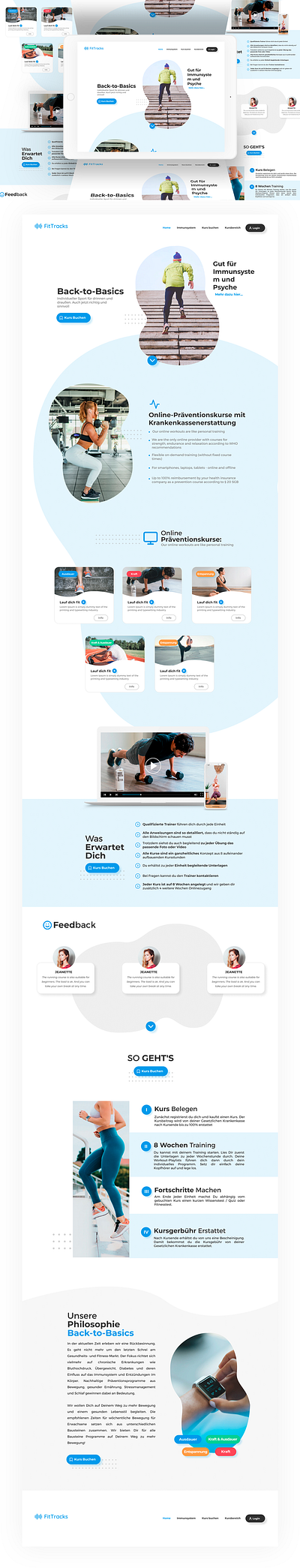 Landing design for FitTracks