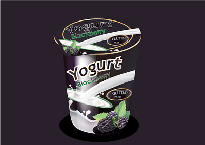 Gluten free Blackberry yogurt package. branding graphic design