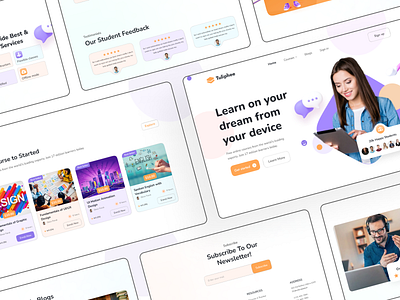 Online learning website 2022 about me card design course education website footer design header landing page ui learning website teaching trande ui web app