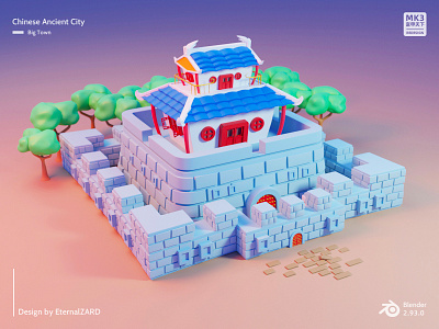 Chinese Ancient City - Big Town 3d 3d building ancient building blender building design chinese game game building game design