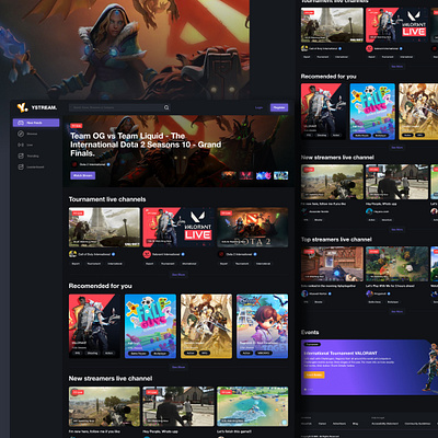 Streaming Webiste Concept design game game stream landing page live streaming mocups streamer streaming webiste ui ux