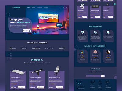Workspace - Office Furniture Landing Page agency clean coworking coworking landing page flat design furniture home homepage interior landing page office ui uiux web web design website website design work workspace workspace landing page