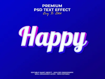Happy Text Effect PSD poster