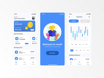 Voult! safe and easy crypto app design flatillustration illustrator ui ux website