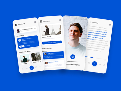 Frenchify Language Learning App adobexd ai app branding design french french app illustration lang language app logo minimal speaking ui ui kit uiux ux