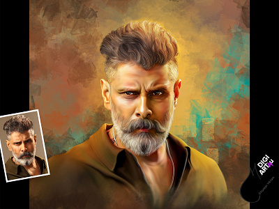 Digital Portrait of Vikram chiyaan digiart4u digital painting digital portrait indian actor oil painting effect photo painting portrait painting realistic painting smudge painting smudge photoshop vikram